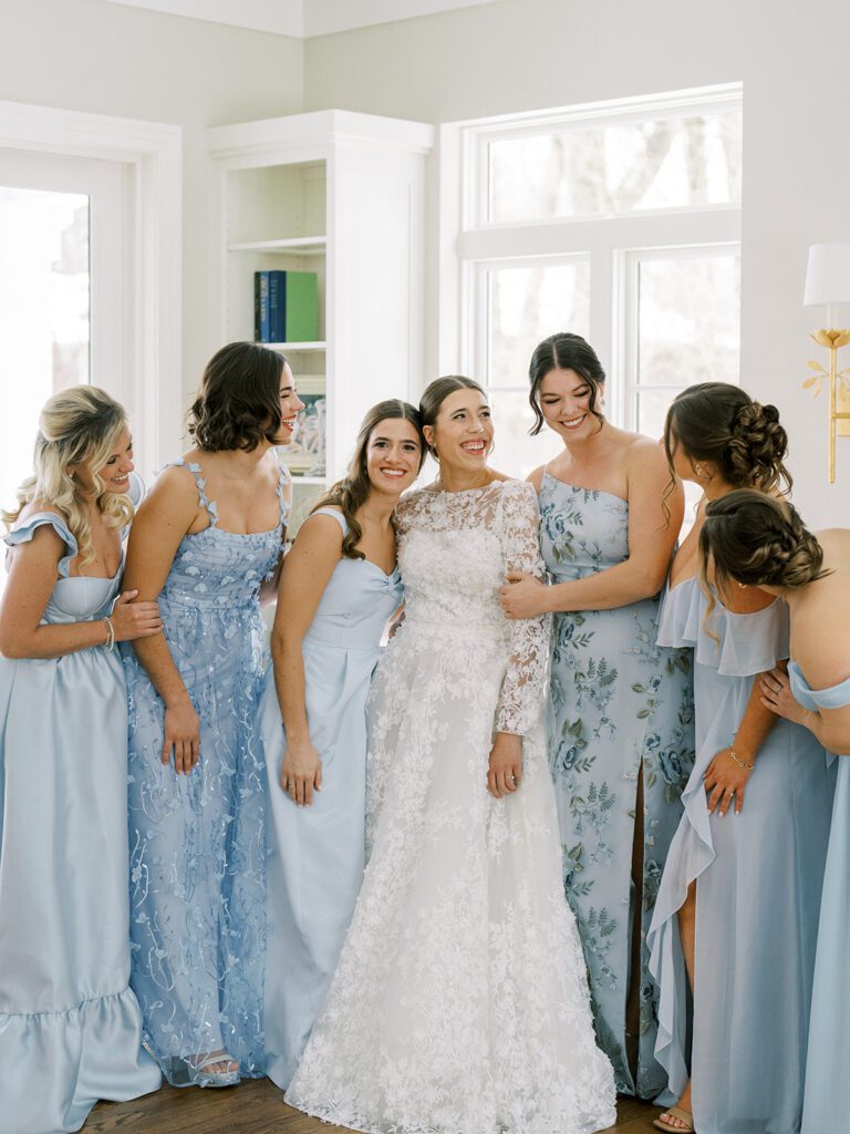 Blue bridesmaids dresses