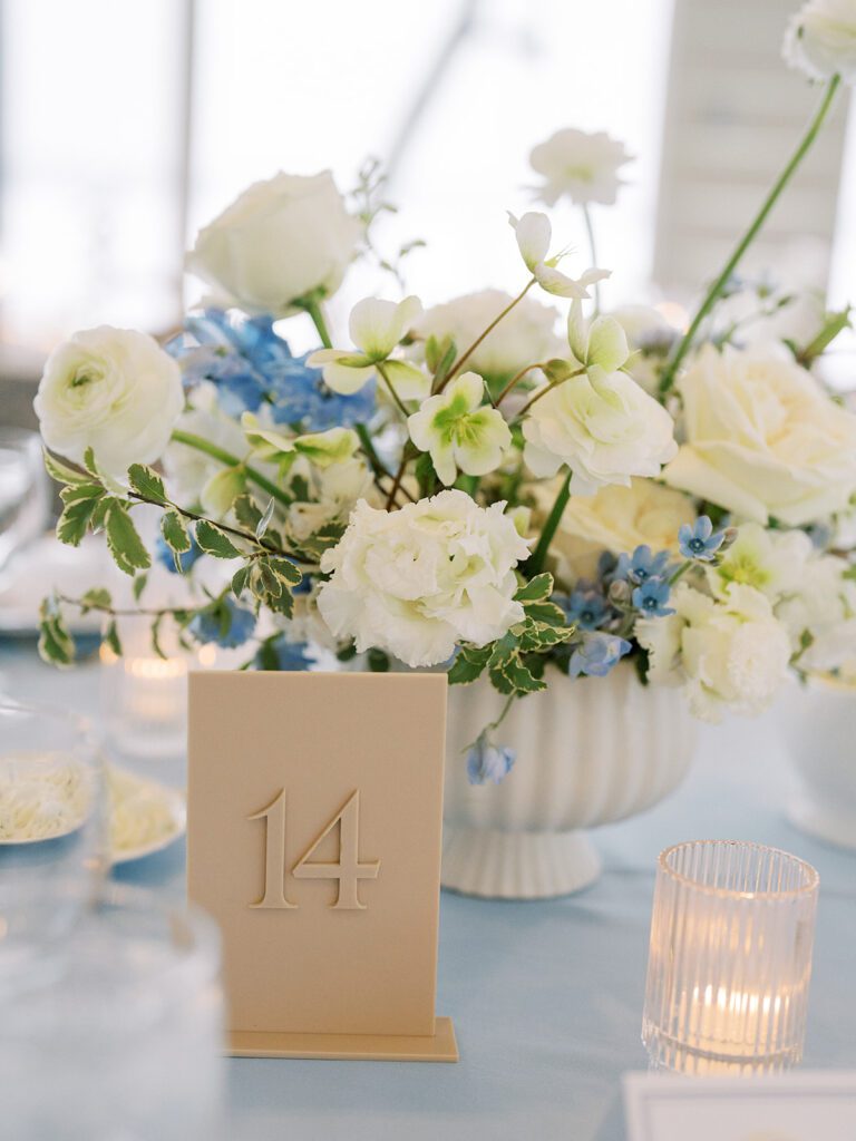 White compote centerpieces 