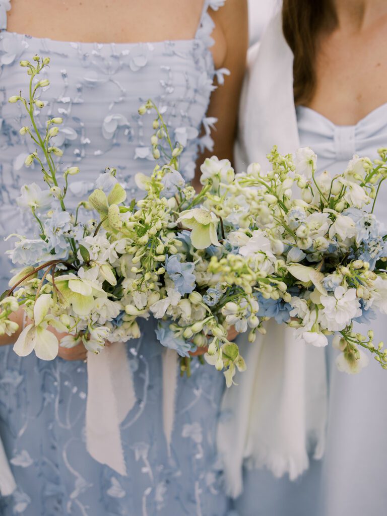 Blue and white bouquets 
